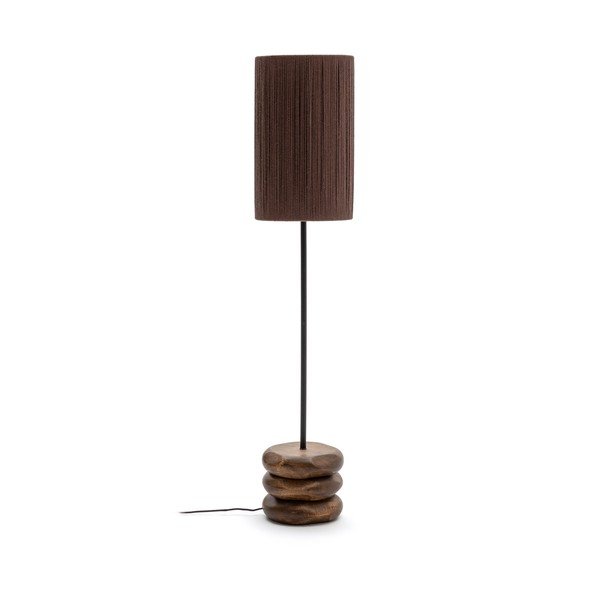 Lampa stojąca z litego drewna akacjowego w ciemnym naturalnym kolorze (wysokość 147 cm) Kor – Kave Home