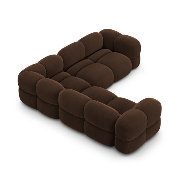 Ciemnobrązowy aksamitny narożnik Loretto – Cosmopolitan Design-image-4