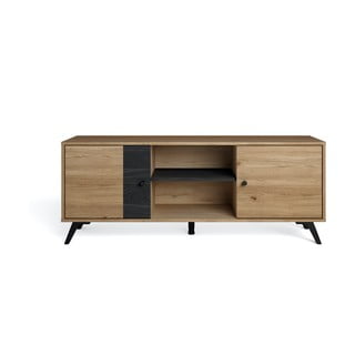 Czarna szafka pod TV w dekorze dębu 136x53 cm Natura – Marckeric