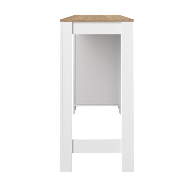 Biały stolik barowy z blatem w dekorze dębu 115x50 cm Aravis – TemaHome -image-4