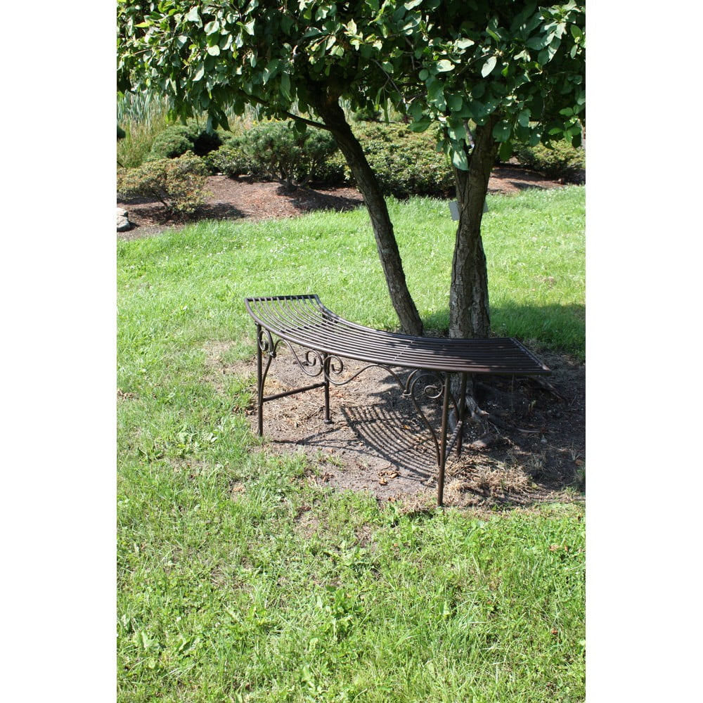 Czarno-ciemnobrązowa metalowa ławka ogrodowa Fuego – Garden Pleasure (zdjęcie 3)