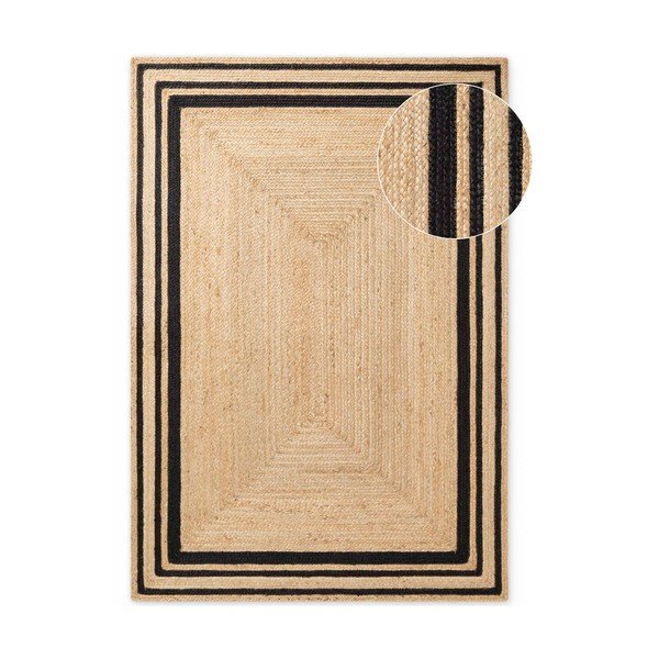 Czarny/w naturalnym kolorze dywan z juty tkany ręcznie 160x230 cm Jutta – Hanse Home