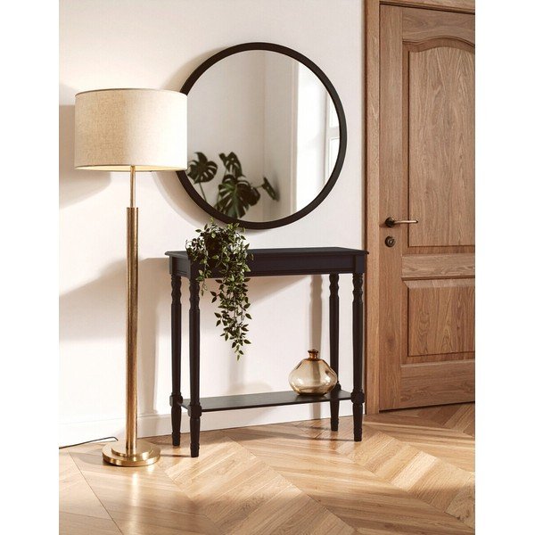 Czarna konsola z litego drewna sosnowego 30x80 cm Heritage – Premier Housewares-image-1