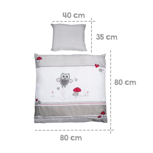 Biało-szara bawełniana pościel dziecięca do łóżeczka 80x80 cm Adam & Eule – Roba-image-3
