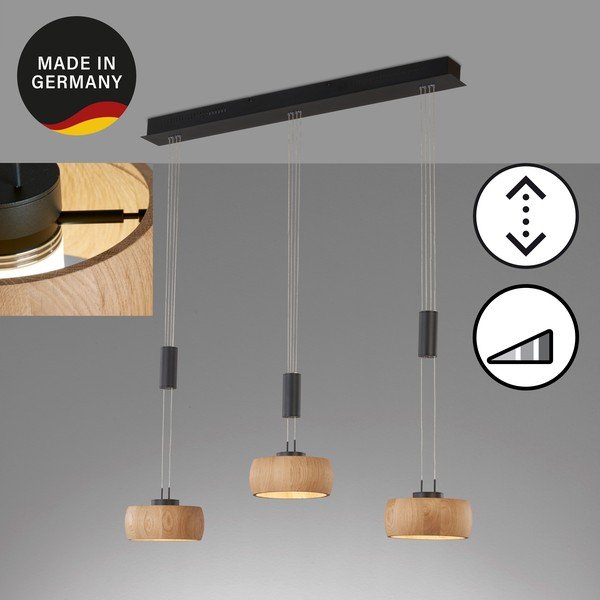 Czarno-naturalna lampa wisząca LED ze ściemniaczem i drewnianym kloszem Shine-wood – Fischer & Honsel-image-4
