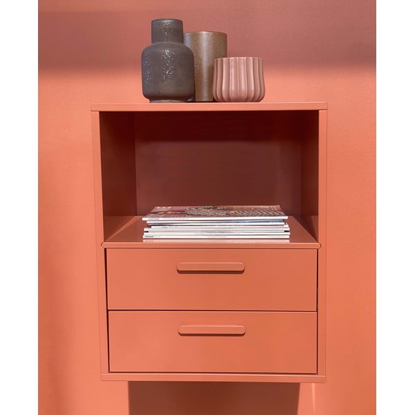 Ceglasta ścienna szafka nocna z 2 szufladami Keep by Hammel-image-1