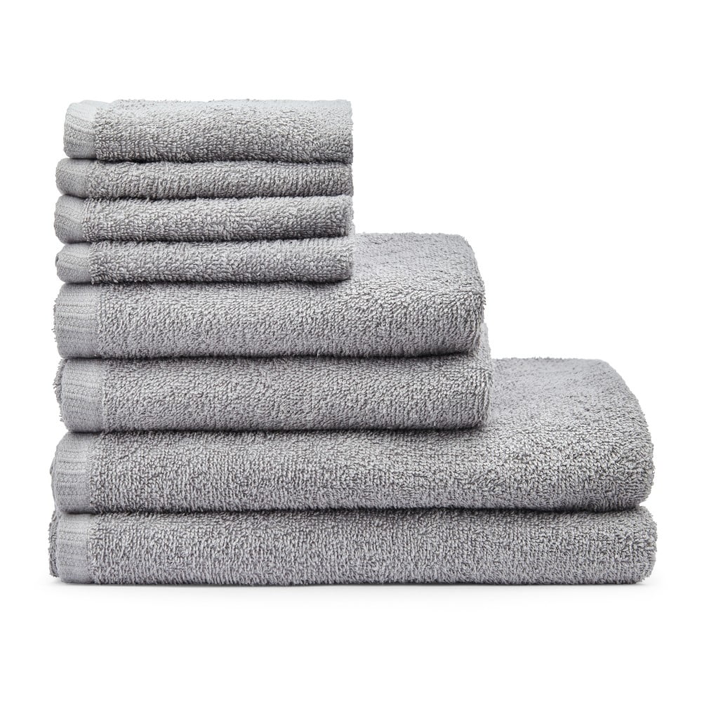 Szare bawełniane ręczniki zestaw 8 szt. szybkoschnące/frotte Quick Dry – Catherine Lansfield