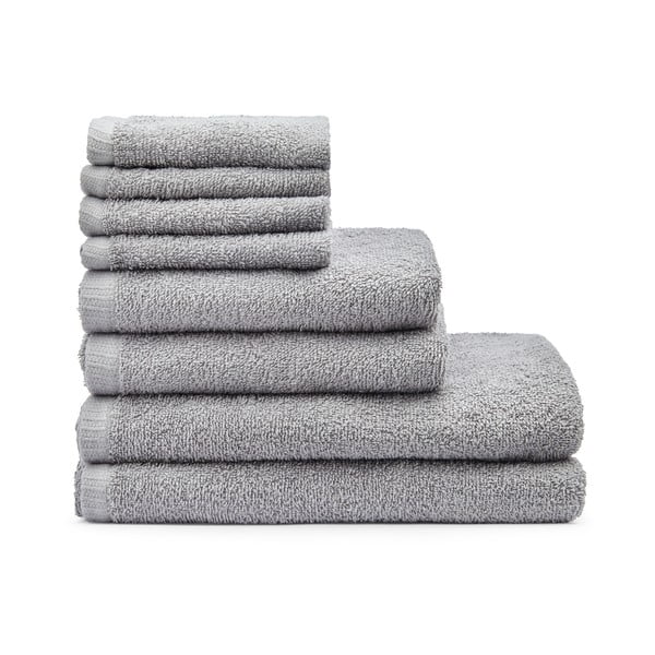 Szare bawełniane ręczniki zestaw 8 szt. szybkoschnące/frotte Quick Dry – Catherine Lansfield