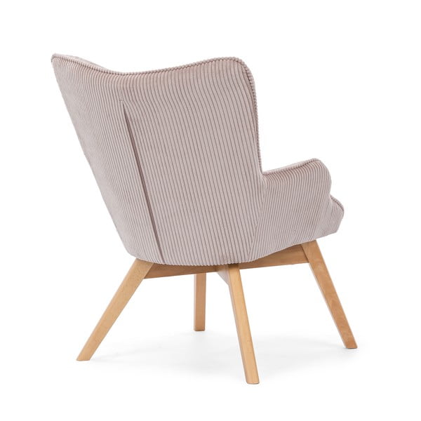 Jasnoróżowy sztruksowy fotel Niko – Ropez-image-3