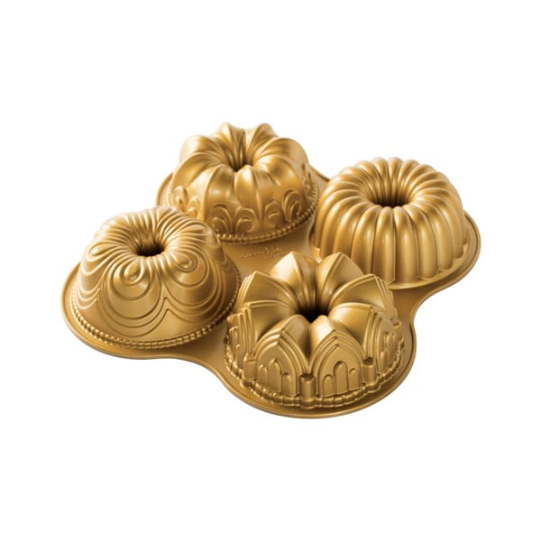 Forma na 4 mini babeczki w kolorze złota Nordic Ware Minimix, 2,1 l