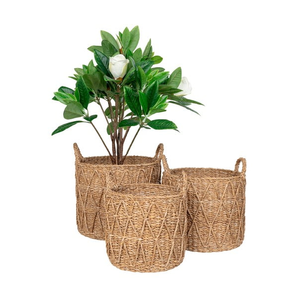 Koszyki zestaw 3 szt. z trawy morskiej ø 32x30 cm Krabi – House Nordic-image-4