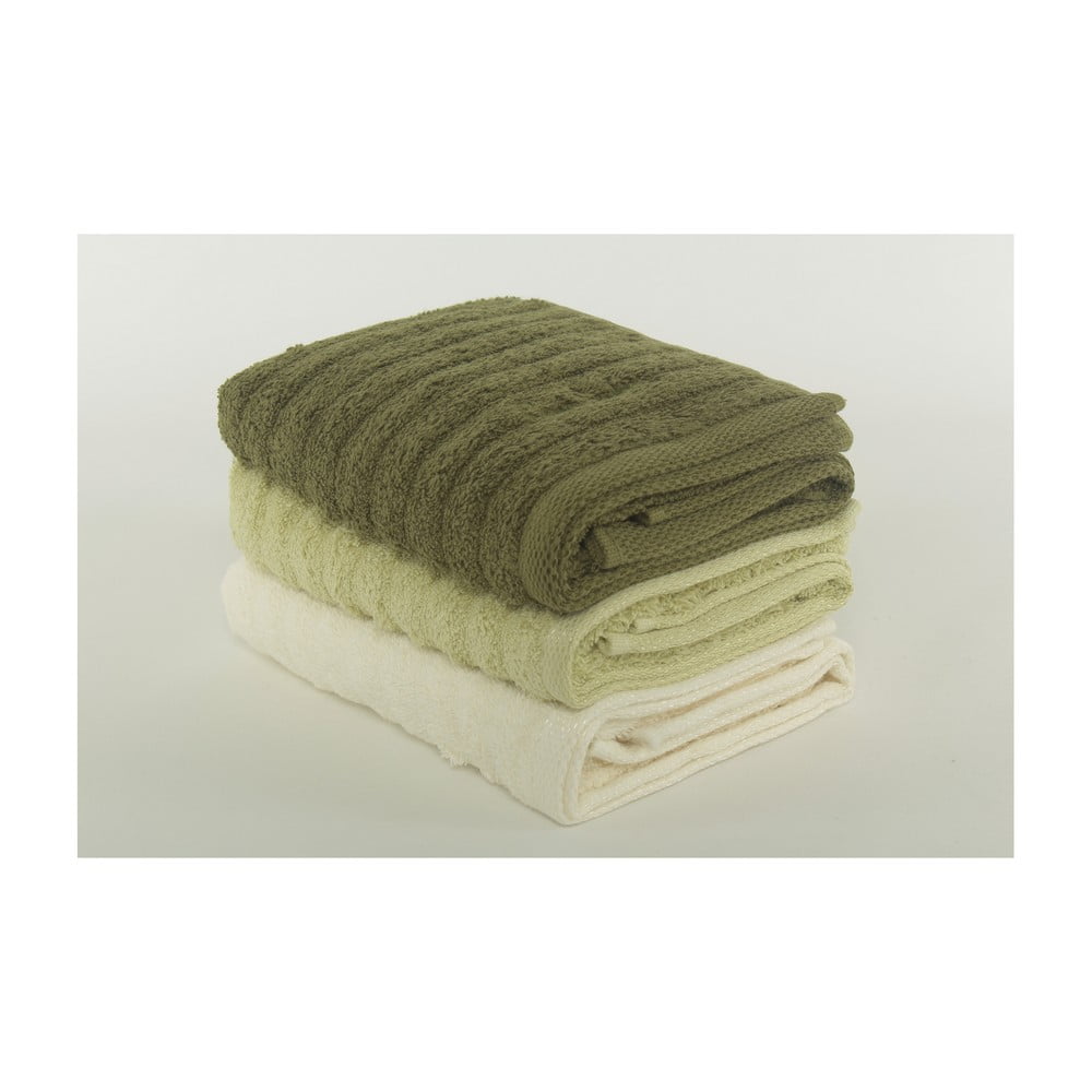 Komplet 3 ręczników Pierre Cardin Olive, 50x90 cm