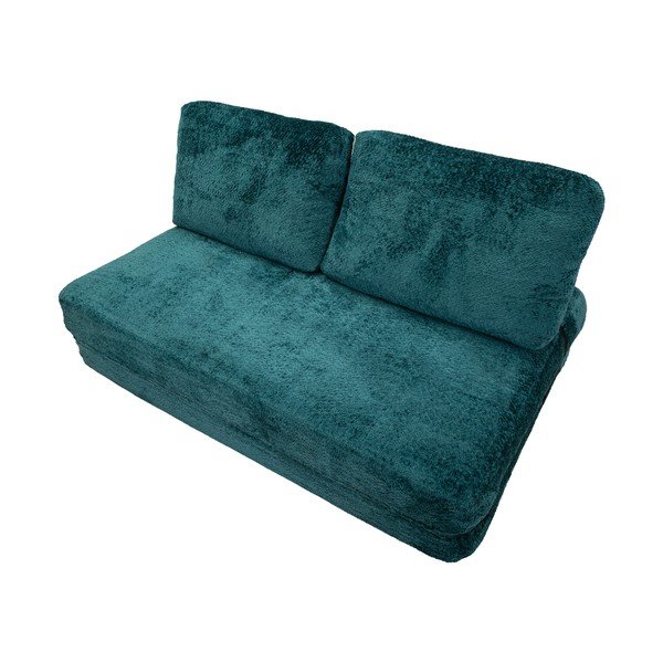 Zielononiebieska rozkładana sofa z materiału bouclé 150 cm Faster – Mauro Ferretti-image-4