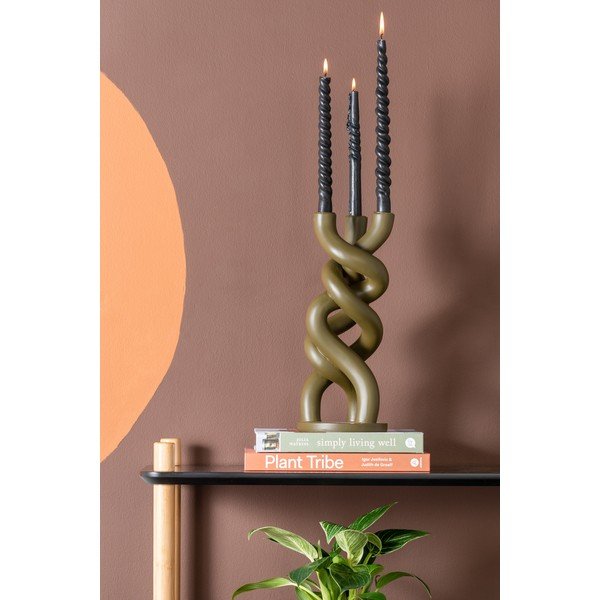Zielony ceramiczny świecznik na trzy świeczki PT LIVING Twisted, wys. 31,4 cm-image-1