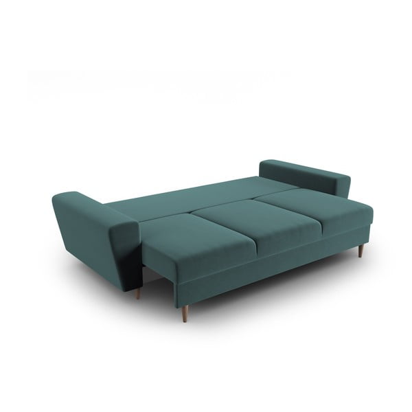 Morska aksamitna rozkładana sofa ze schowkiem 235 cm Kyoto – Cosmopolitan Design-image-2