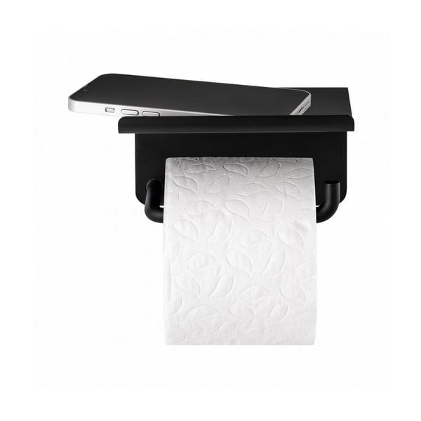 Czarny ścienny uchwyt na papier toaletowy ze stali nierdzewnej Modo – Blomus