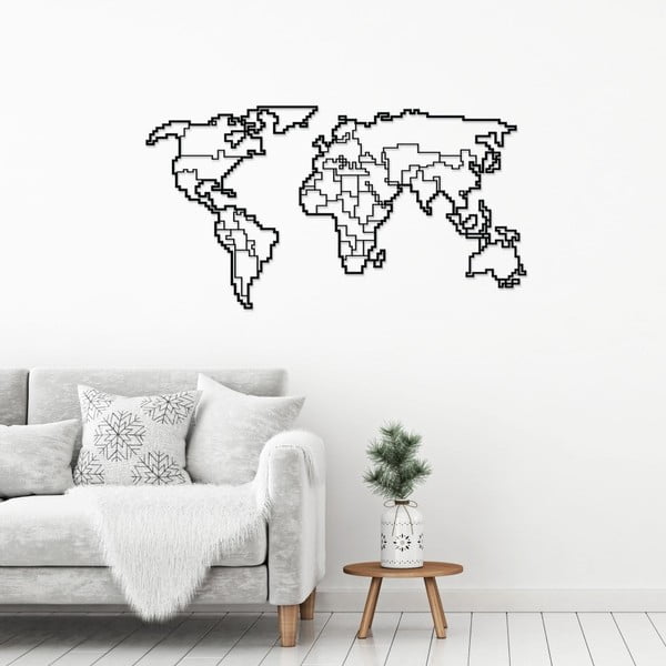 Czarna metalowa dekoracja ścienna World Map