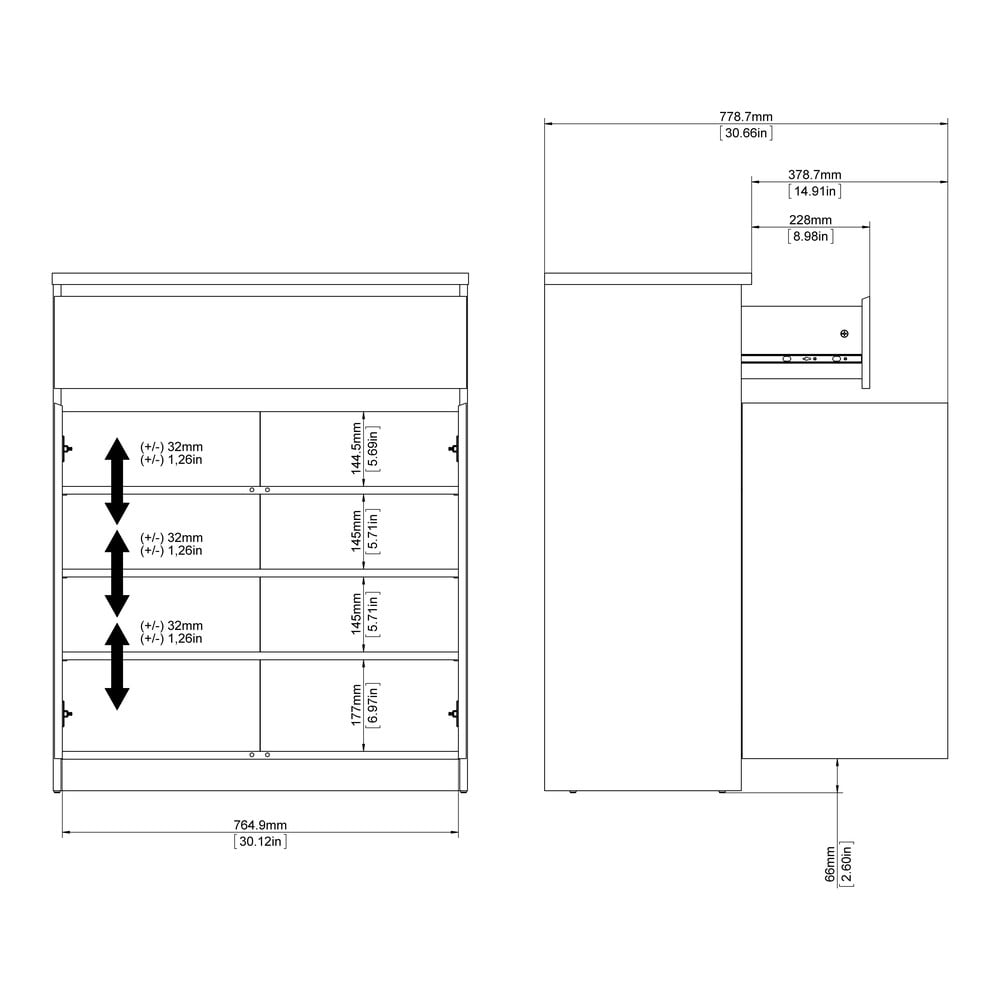 Komoda w dekorze dębu w naturalnym kolorze 80x100x40 cm Naia – Tvilum (zdjęcie 3)