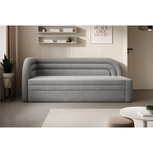 Szara rozkładana/ze schowkiem sofa z materiału bouclé lewostronna 223 cm Fabillo – ELTAP-image-1