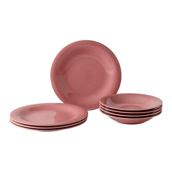 8-częściowy różowy zestaw talerzy z porcelany Like by Villeroy & Boch Group