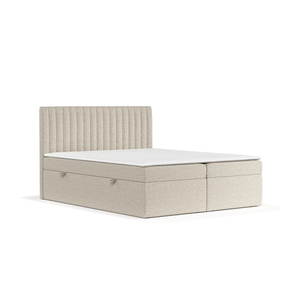 Beżowe łóżko boxspring ze schowkiem 160x200 cm Spencer – Maison de Rêve