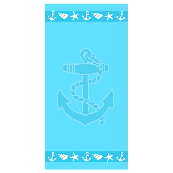Niebieski bawełniany ręcznik plażowy frotte 70x140 cm   Anchor – B.E.S.
