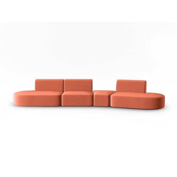 Różowa aksamitna sofa prawostronna 428 cm Paolo – Milo Casa