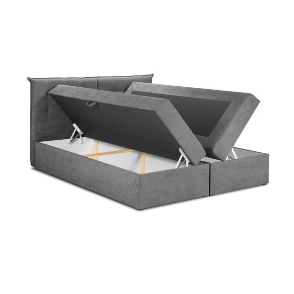 Szare łóżko boxspring ze schowkiem 200x200 cm Echaveria – Mazzini Beds-image-3