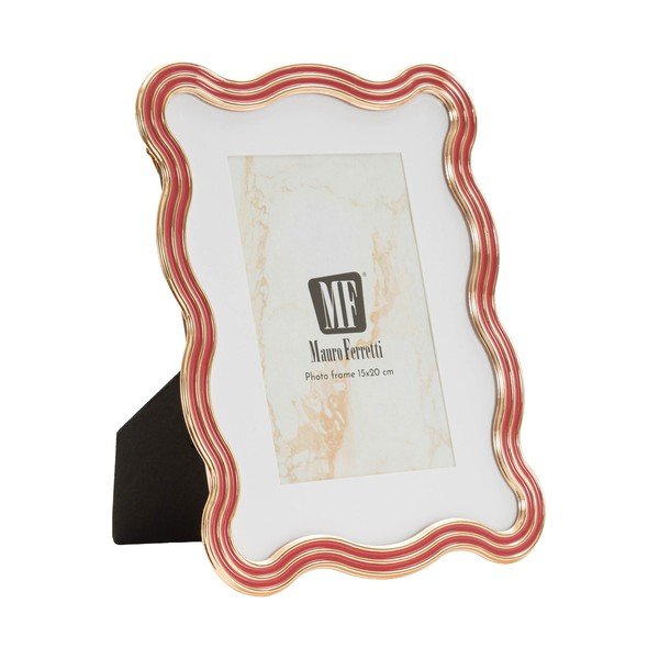 Czerwona/w kolorze złota metalowa/szklana ramka stojąca 17,5x22,5 cm Elizabeth – Mauro Ferretti