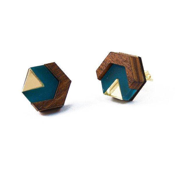 Kolczyki Little Hex Teal