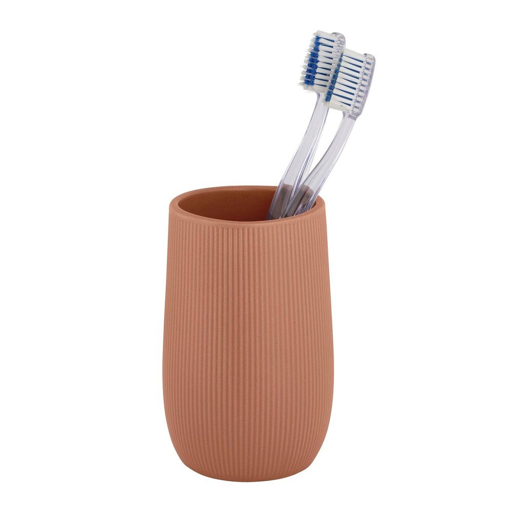Brązowy kubek na szczoteczki do zębów ceramiczny Fablo – Wenko