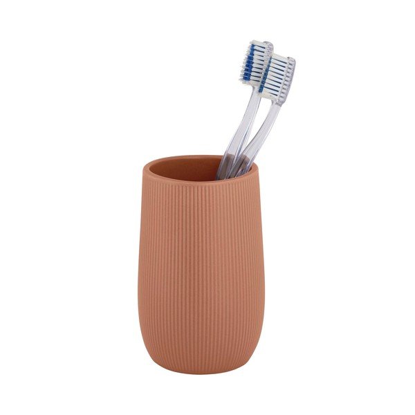 Brązowy kubek na szczoteczki do zębów ceramiczny Fablo – Wenko