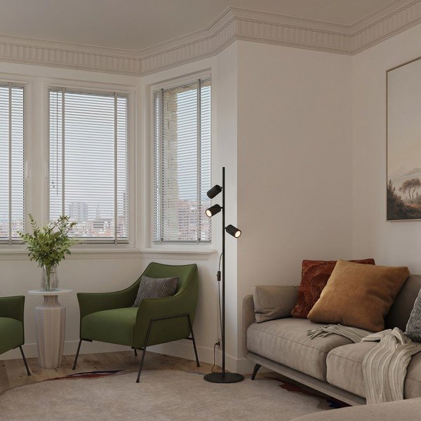 Czarna aluminiowa lampa stojąca z elastyczną konstrukcją (wysokość 155 cm) Gleam – Sollux-image-1