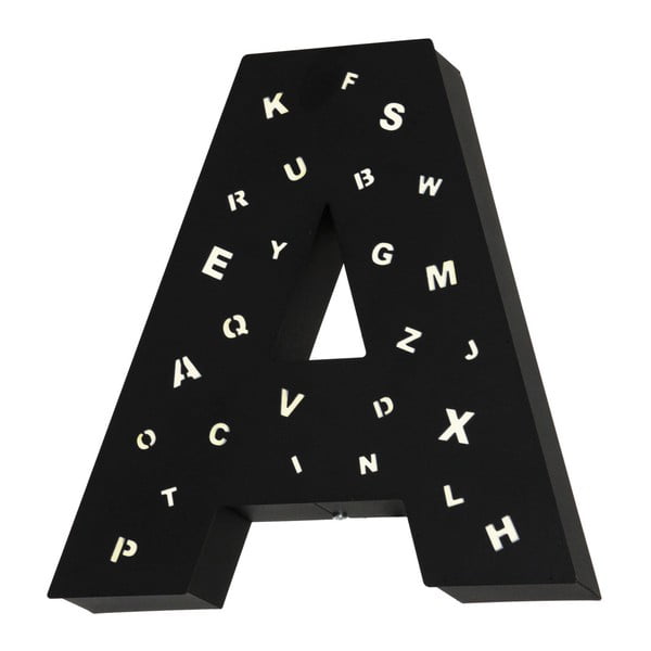 Czarna dekoracja świetlna w kształcie litery Glimte Letter A