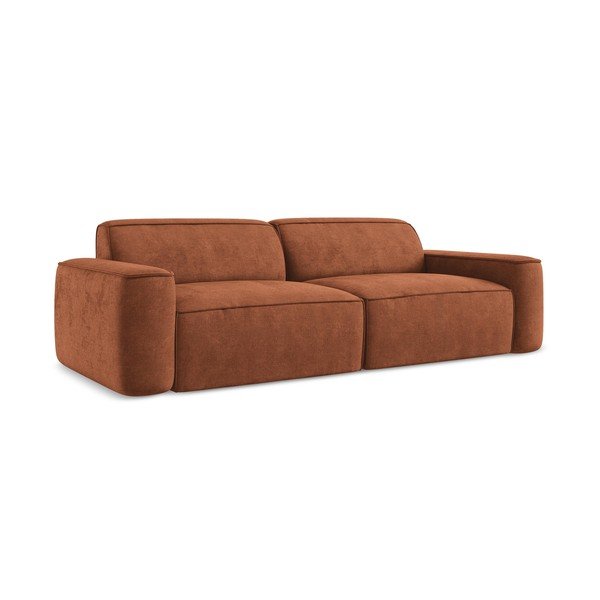 Sofa z tkaniny szenilowej w kolorze terakoty 244 cm Omao – Makamii-image-1