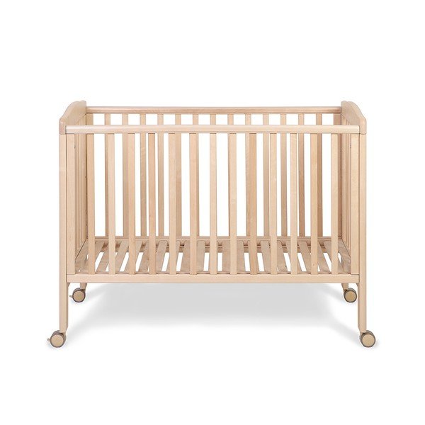 Łóżeczko drewniane na kółeczkach z regulowanym bokiem YappyKids Qu, 120x60 cm-image-2