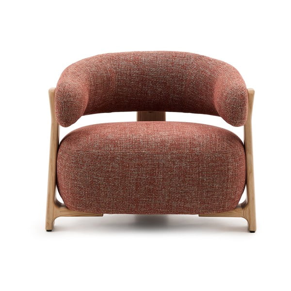 Fotel z tkaniny szenilowej w kolorze terakoty Granite – Kave Home-image-2