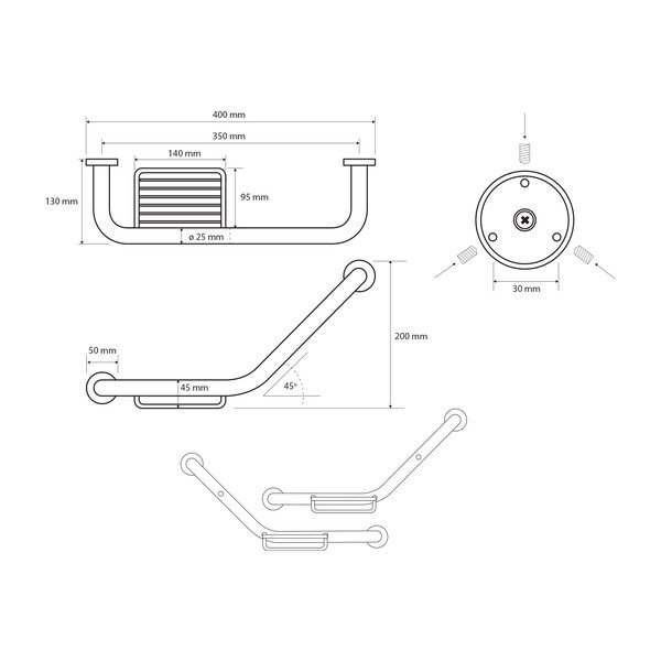 Uchwyt ścienny do łazienki z mosiądzu 40 cm X-Round – Sapho-image-1