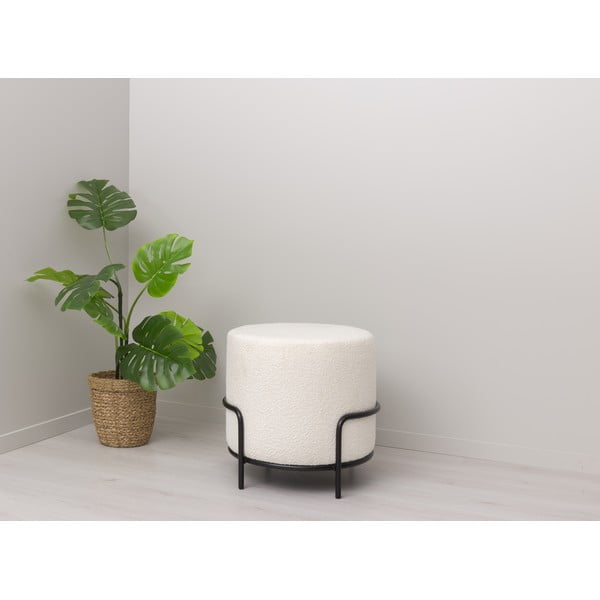 Biały taboret z materiału bouclé Bouclé Carl – Tenzo-image-4