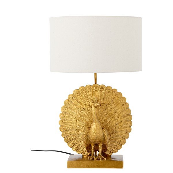 Lampa stołowa w kolorze złota z tekstylnym kloszem (wysokość 58,5 cm) Peacock – Bloomingville