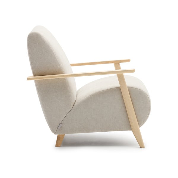 Beżowokremowy fotel z tkaniny szenilowej Meghan – Kave Home-image-4