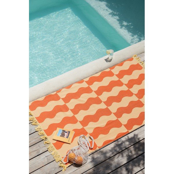 Żółty/pomarańczowy bawełniany ręcznik plażowy 100x160 cm Nuno – noo.ma-image-2