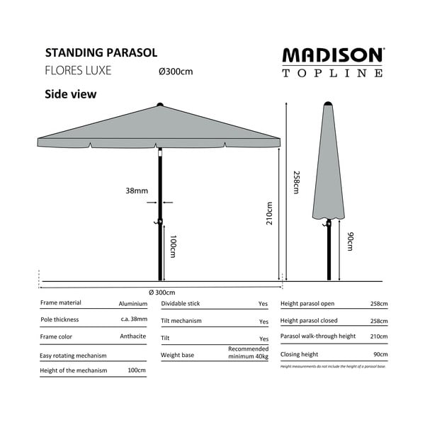 Niebieski parasol ogrodowy ø 300 cm Flores − Madison-image-1