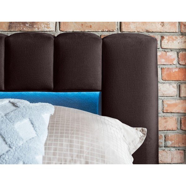 Ciemnobrązowe tapicerowane łóżko dwuosobowe ze schowkiem ze stelażem 160x200 cm Lamica – ELTAP-image-4