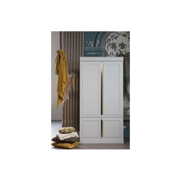 Jasnoszara szafa z litego drewna sosnowego 110x215x62 cm Organize – WOOOD-image-1