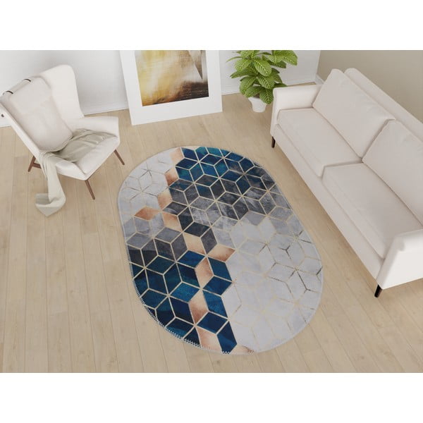 Biało-morski dywan odpowiedni do prania 60x100 cm – Vitaus-image-1