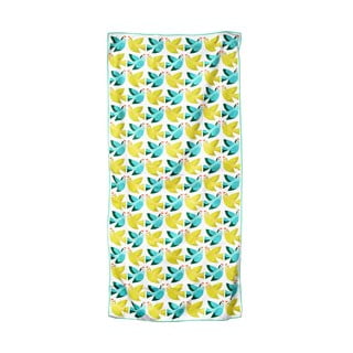 Żółto-niebieski ręcznik z mikrowłókna Rex London Love Birds, 70 x 150 cm