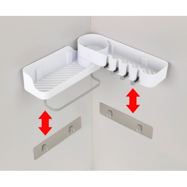 Biała narożna samoprzyczepna półka łazienkowa – Maximex-image-4