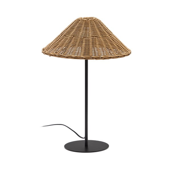 Czarno-naturalna lampa stołowa z rattanowym kloszem (wys. 50 cm) Urania – Kave Home