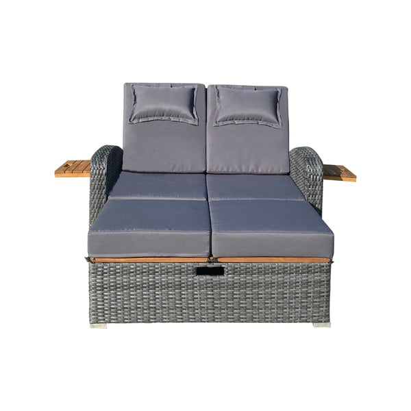 Szara sofa ogrodowa z imitacji rattanu Bari – Garden Pleasure-image-1